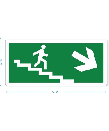 Pubblimania Emergency Exit PVC Sign - Robust Indoor/Outdoor Use (29 x 13 cm) - Stairs & Ladders Right Exit Indicator - Buy Online on GoSupps.com