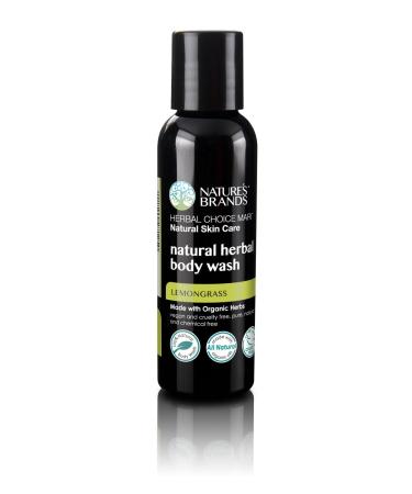 Organic Herbal Body Wash by Herbal Choice Mari (Lemongrass 2 Fl Oz Bottle) - No Toxic Synthetic Chemicals - TSA-Approved Travel Size Lemongrass 2 Fl Oz (Pack of 1)