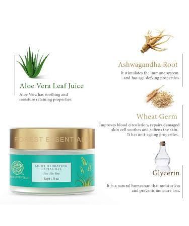 Forest Essentials Light Hydrating Facial Gel Pure Rosewater|Soothes & Renews Hydration|Unisex Face Gel|50 g - Buy Online on GoSupps.com