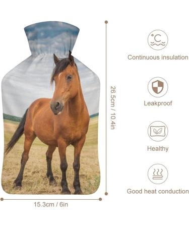 Sky Horse Hot Water Bottle with Plush Cover - Ideal Bed Warmer for Adults & Kids - 26.5x15.3cm - International Shipping Available - Buy Online on GoSupps.com