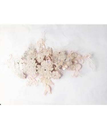 RUINUO 3D Lace Beads Flower Applique Patch - Handmade Floral Embroidered Sew On Patch for Wedding Dress - Colorful Rose Design - 1pcs - Buy Online on GoSupps.com