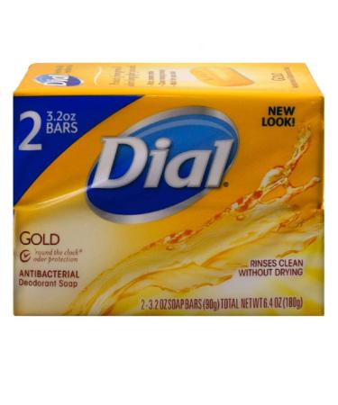 Dial Gold Antibacterial Deodorant Soap, 2 Pack, Total Net Wt 6.4 oz Gold 3.2 Ounce (Pack of 2)