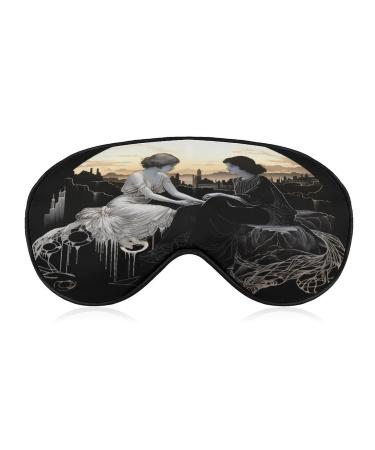 Sleep Mask Woman on Cliff Light Blocking Sleeping Eye Mask Eye Cover with Adjustable Strap Eye Sleep Shade Cover