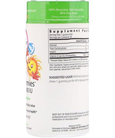 Rainbow Light Sunny Gummies Vitamin D3 - Tangy Mandarin Orange, 400 IU, 60 Gummies for Kids 4+ - Buy Online on GoSupps.com