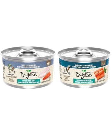 Beyond Wet Cat Food Trout & Catfish Pate - 85 g Can (12 Pack) & Wet Cat Food Arctic Char & Spinach Pate - 85 g Can (12 Pack) Pate + Char & Spinach Pate