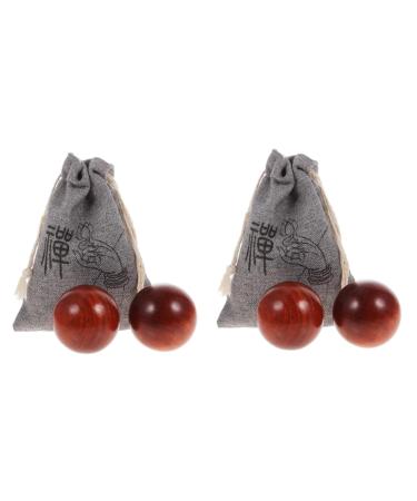 JECOMPRIS Massager 2 sentences Handball handball handmade wooden trade massage ball roller balls massage smooth wooden balls rose wood gymnasium ball wooden nail scroll wheel handicrafts fabric