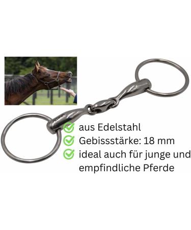 AMKA Double Broken Snaffle Bit - 18mm Stainless Steel 65mm Rings 17.5cm/16.5cm - International Shipping Available - Buy Online on GoSupps.com