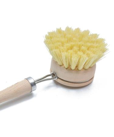 Kitchen Cleaning Brush Long Handle Sisal Solid Wood Pots Brush Scrubber Brushes for Washing Cast Iron Pans Pots Natural - Buy Online on GoSupps.com