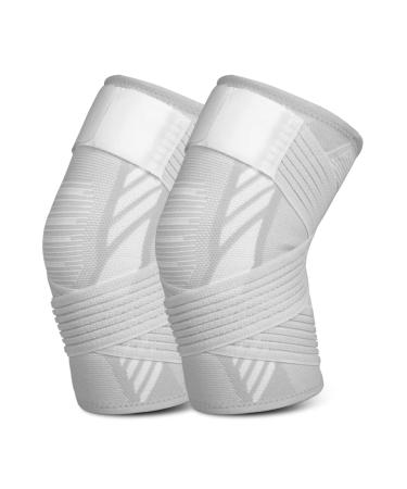 Kniebandage for women men 2 pieces of knee supports with adjustable straps and anti -slide silicone for sports running arthritis joint pain band injury meniscal tear tendonitis (gray m) gray m