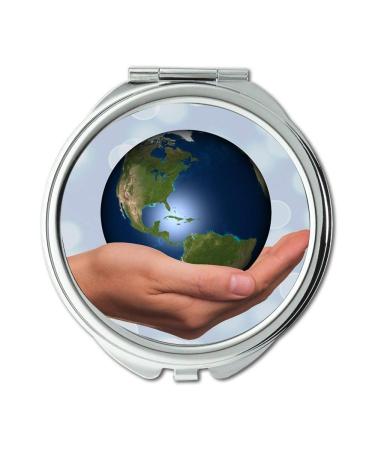 Mirror mouse away concentrate dreaming earth Hand Keep Globe Earth Continents Usa America makeup mirrors pocket mirror portable mirror