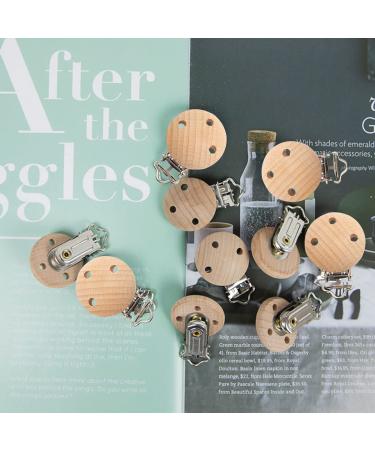Schnuller Clip Set - 10pc Wooden Nipple Holders & Dummy Clips for Kids | DIY Pacifier Closure Chains | Perforated Wood Color - Buy Online on GoSupps.com