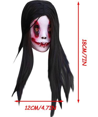 Long Hair Ghost Horror Devil Mask Halloween Mask Scary Challenge Games Evil Costume Halloween Cosplay Party Decoration Props - Buy Online on GoSupps.com