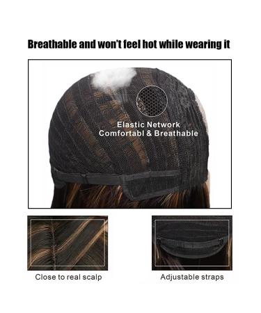 28 Inch Long Straight Highlights Wig for Black Women - Brown Mixed Blonde Synthetic Hair - Heat Resistant Fibre - Ideal for Daily & Party Use - Buy Online on GoSupps.com