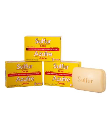 Sulfur Soap Grisi Acne Treatment Cleaner Bar Soap Helps you Reduce Oil Excess and Acne Pimples Keeps Pores Cleaner Sulfur 10% 3-Pack of 4.4 Oz Each 3 Bar Soaps
