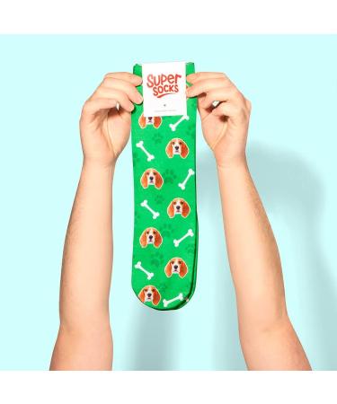 Super Socks Personalised Dog Socks | Your Dog Socks | Add Your Dogs Face On Socks | Upload A Photo Of Your Dog | Create Your Own Photo Socks | Personalised Dog Gifts | Dog Lover Gifts 9-11 Green - Buy Online on GoSupps.com