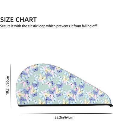 Hair Towel Wrap for Quick Drying Colorful Butterfly Design | Hair Drying Towel Turban with Button - Buy Online on GoSupps.com