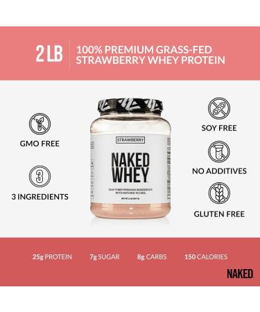 NAKED Strawberry Whey Protein Powder (24 Servings) Collagen Peptides Protein Powder 20oz (60 Servings) Grass-Fed Pasture-Raised Non-GMO Gluten Free Keto Paleo Friendly - Buy Online on GoSupps.com