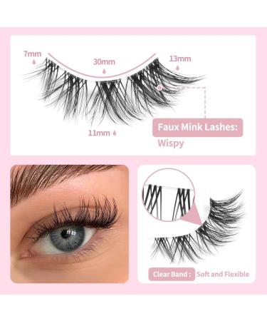 MAGEFY False Eyelashes 10 Pairs Natural Look Cat Eye Lashes Russian Strip Lashes D Curl Fluffy Wispy Faux Mink Lashes Reusable Fake Eyelashes Clear Clouds - Buy Online on GoSupps.com
