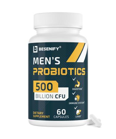 Probiotics for Men 500 Billion CFUs & 12 Strains Men's Probiotic with Turmeric Cranberry Goji - Probiotics for Digestive Health Immune Stomach Bloating & Gut Health for Men 60 Pro Biotics Caps 60 Count (Pack of 1)