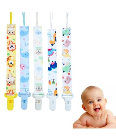 5 pieces baby pacifier chain girl boy bpa-free pacifier band fabric girl boy pacifier chain nuckel chain fit most pacifiers and bite toys - Buy Online on GoSupps.com