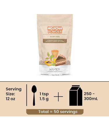 Hojicha Powder by KAYTEA Stone-Ground Houjicha Matcha (Roasted Green Tea) - Vegan (Dairy-Free) - Low Caffeine - 100g Pack (50+ Servings) - Buy Online on GoSupps.com