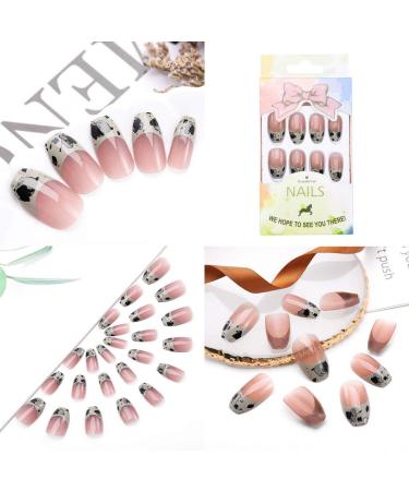Bohen Long Coffin Pink French False Nails - 24 Glossy Ballerina Acrylic Nail Tips for Women & Girls - Buy Online on GoSupps.com