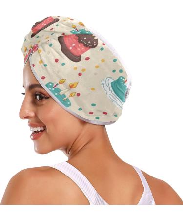 Super Absorbent Birthday Cakes Hair Towel 2 Pack - Quick Dry Hair Turbans for Women & Girls - Buy Online on GoSupps.com
