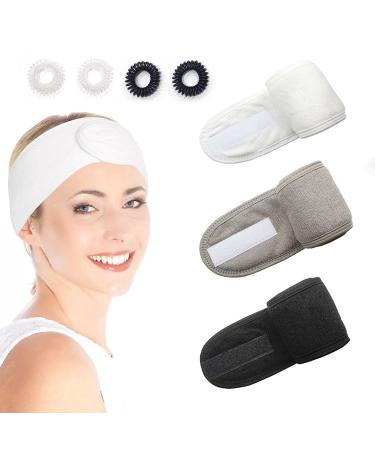 3-part adjustable make-up headband headband for facial laundry spa beauty spa facial terry yoga headband self-adhesive towel loop and 4 hair loops. - Buy Online on GoSupps.com
