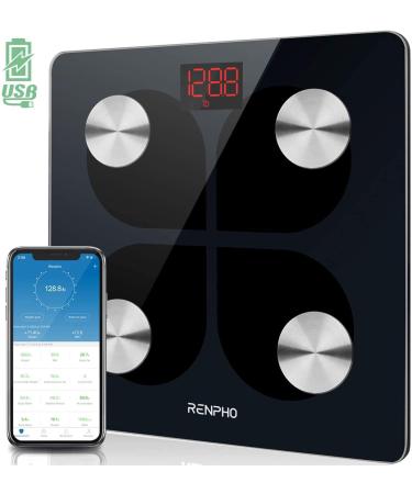 RENPHO Rechargeable Smart Scale Digital Weight and Body Fat USB Weight BMI Scale, Body Composition Monitor with Smartphone App sync with Bluetooth, 396 lbs