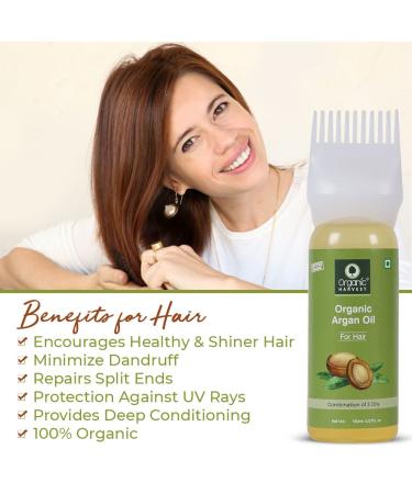 Organic Argan Hair Oil - Cold-Pressed Moroccan Oil for Soft Silky Hair | 100% Certified Organic | Sulphate & Paraben-Free | 150ml - For Men & Women - Buy Online on GoSupps.com
