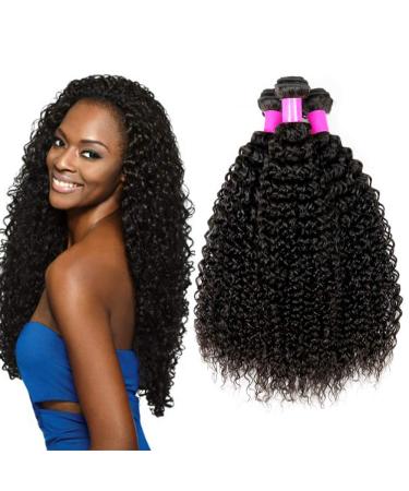Ur Beautiful 8a Brazilian Hair 3 Bundle 100% Remy Curly Human Hair Bundles Virgin Brazilian Hair Kinky Curly Hair 16 18 20 inch Brazilian Human Hair Natural Black Color Total 300g