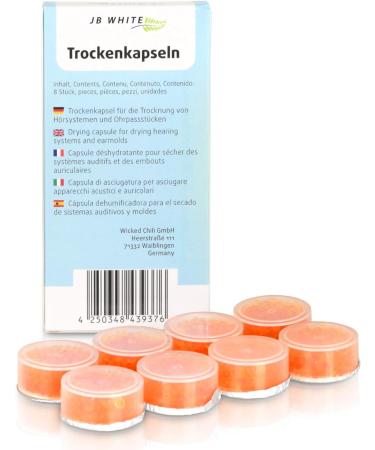 JB White 24 Dry Capsules for Hearing Aids - Universal Drying Pebbles with Color Indicator - 20% More Content - Individually Sealed 5g Tablets - 24 Pack - Buy Online on GoSupps.com