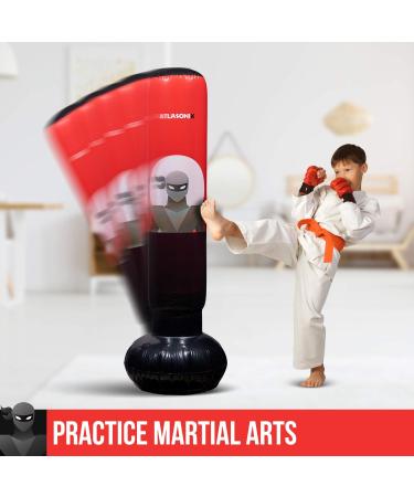 Inflatable Kids Punching Bag Red | Karate Gifts for Boys 3-8 Years | Kid Boxing Bag for Kickboxing & Taekwondo - Buy Online on GoSupps.com