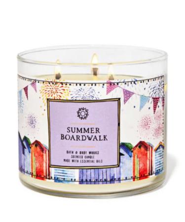 Bath & Body Works White Barn 3-Wick Candle w/Essential Oils - 14.5 oz - 2021 Summer Scents! (Summer Boardwalk)