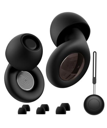 Ear Plugs for Noise Reduction Reusable Soft Silicone Earplugs for Sleep Concerts Work Travel Hearing Protection -30dB Reduction Includes Storage Case Multiple Ear Tips -Black