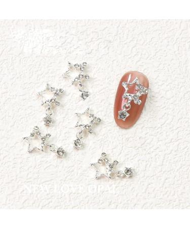 KACHIMOO 3D Rhinestone Star Nail Charms - 20 Pieces Dangling Silver Stars for Nail Designs | Nail DIY Accessories - Buy Online on GoSupps.com
