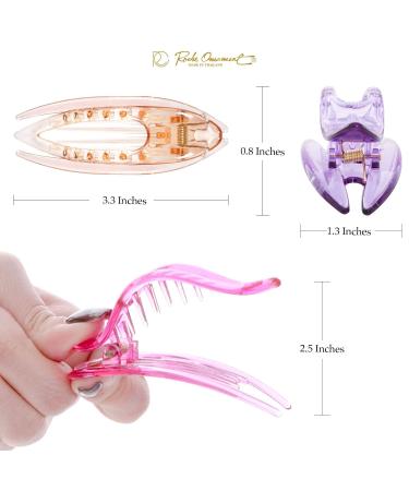 RC Roche 6-Piece French Hair Clips - High-Quality Non-Slip Hair Clamps for Women & Girls - Transparent Multifoliate Design - Buy Online on GoSupps.com