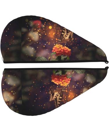 Hair Towel Wrap - Quick Drying Towel Turban with Button | Butterfly Design for Effortless Hair Care - Buy Online on GoSupps.com