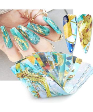 Marble Nail Art Foil Transfer Stickers - 10 Sheets | Holographic Starry Sky Design for Women & Girls - Buy Online on GoSupps.com