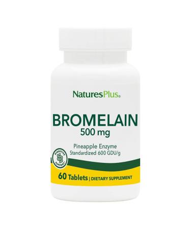 NaturesPlus Chewable Bromelain - 60 Tablets - Natural Proteolytic Enzyme Supplement - Supports Digestion Joint & Muscle Health - Vegan Gluten Free - 60 Servings 60 Vegetarian Tablets
