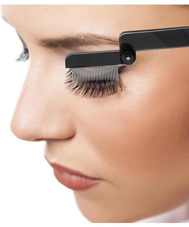 Sibba Folding Eyelash Comb 2PCS - Metal Teeth Separator Curler Steel Mascara Brush Grooming Tools for Eyelashes & Eyebrows - Black & Transparent - Buy Online on GoSupps.com