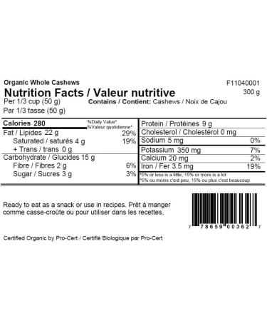 Westpoint Naturals Organic Whole Cashews 300g - Buy Online on GoSupps.com