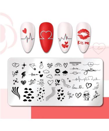 Nail Stamping Plate Set - Heart & Lines Theme for Perfect Manicure | International Shipping Available - Buy Online on GoSupps.com