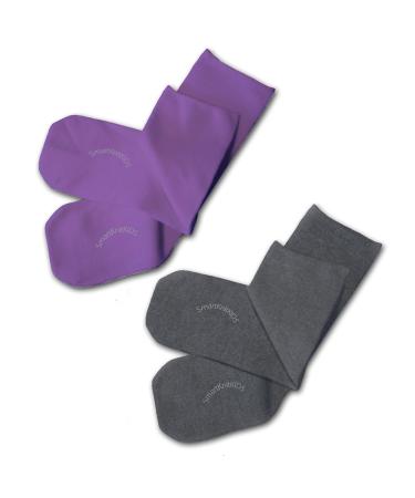 SmartKnitKIDS Seamless Sensitivity Socks - 2 Pack (Purple & Charcoal X-Large)