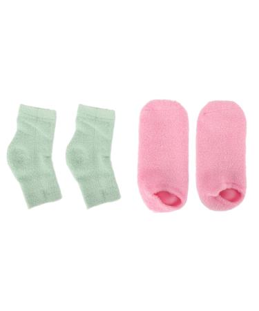 Qukaim Moisturizing Socks Elbow Cover Moisturizing Gel Socks Elbow Cover Set Nourishing Spa Sleeve for Skin Care Home Repair 2 Pairs Pink and Blue