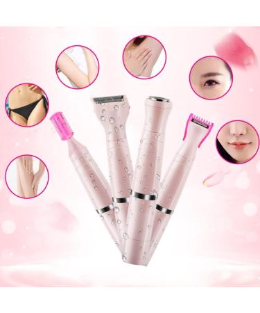 Portable Mini Razor for Women - 1 Piece 4-in-1 Facial Hair Removal Device | Pink 14x5cm - Buy Online on GoSupps.com