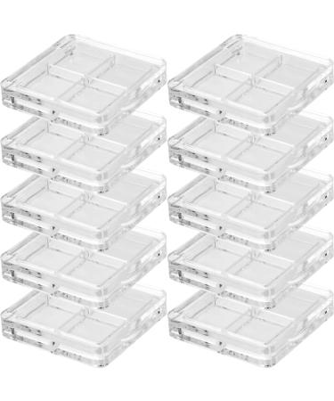 LALAFINA 10pcs Eyeshadow Boxes Compartment Eyeshadow Organizer Lipstick Containers 6x6cm Transparent
