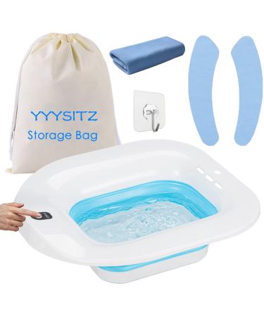 YYYSITZ Electric Sitz Bath, Sitz Bath for Hemorrhoids, Sitz Bath for Postpartum Care, Toilet Seat Tub for Women Men, Sitz Baths Salts Bowl, Sits Bath Soak Pan, Hip Bath Basin, Collapsible, Blue