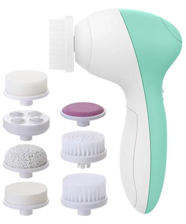 Facial Cleansing Brush | Face Scrubber Exfoliator Wash Cleansing Exfoliating Powered Electric Brushes Spin Cleanser Cleaning Scrub Oily Mixed Normal Dry Skin Including 7 Heads (Opal)