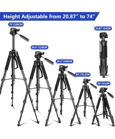 Aureday 74 Camera Tripod with Travel Bag, Wireless Remote, Phone Holder - Compatible with DSLR, Cell Phones, Projector - Ideal for Webcam and Spotting Scopes - Buy Online on GoSupps.com